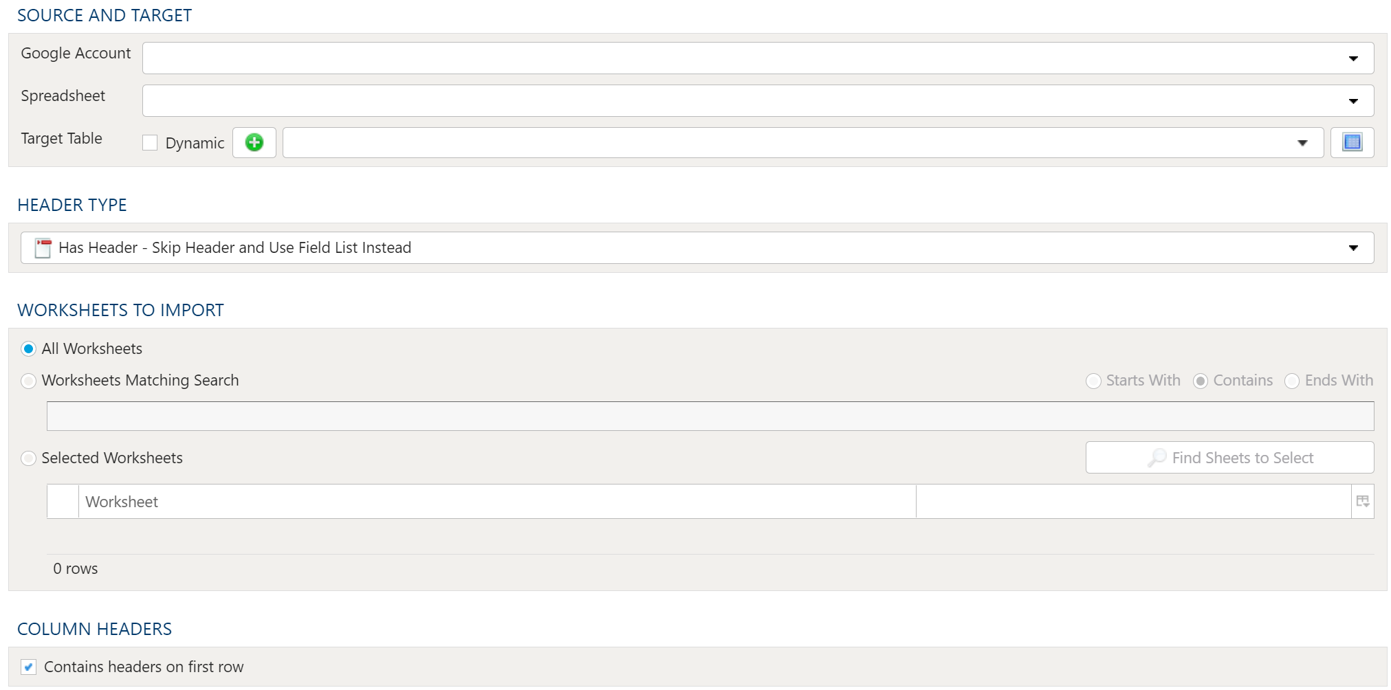 Import Google Spreadsheet