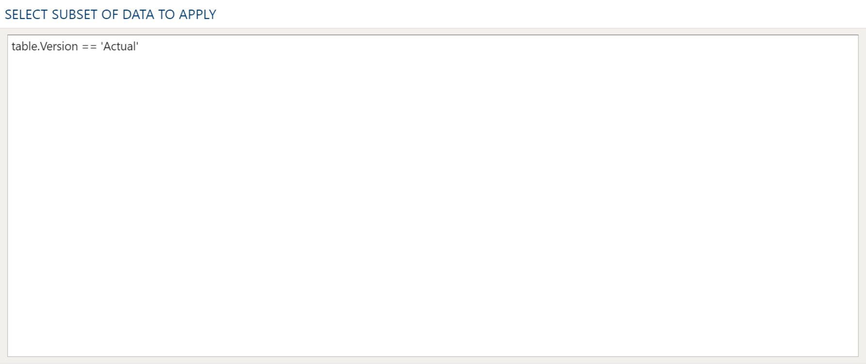 Table Update data filter