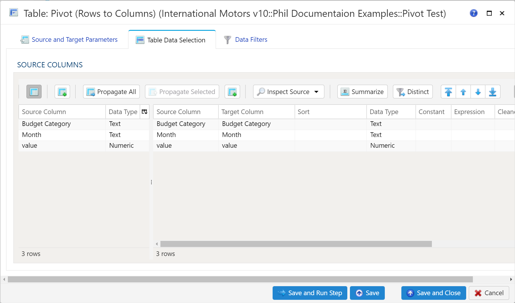 Table Pivot Data Selection